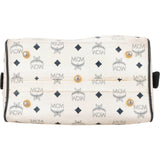 MCM White Visetos Monogram Boston Handbag