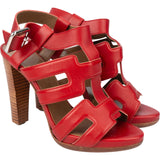 Hermès Rouge Leather Gladiator Sandals (35,5)