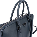 Prada Blue Saffiano Leather Business Handbag