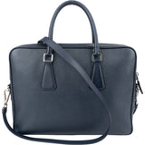 Prada Blue Saffiano Leather Business Handbag
