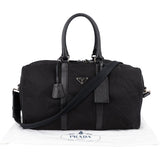 Prada Black Nylon Triangle Duffle Bag 50