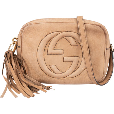 Gucci Suede GG Soho Crossbody Bag - vintageandkickz