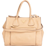 Prada Beige Leather Twin Zip Handbag