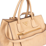 Prada Beige Leather Twin Zip Handbag