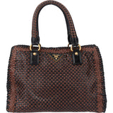 Prada Bicolor Leather Madras India Handbag