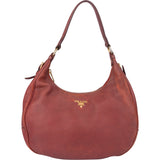 Prada Red Leather Calfskin Sacca Shoulder Bag