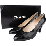 Chanel Noir Stitching Leather Heels (36)
