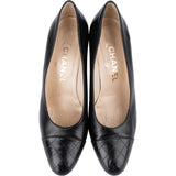Chanel Noir Stitching Leather Heels (36)