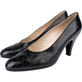 Chanel Noir Stitching Leather Heels (36)