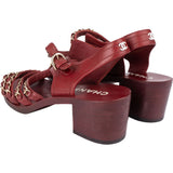 Chanel Bordeaux Leather Chain Sandals (35)