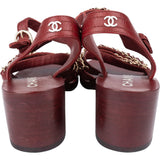 Chanel Bordeaux Leather Chain Sandals (35)