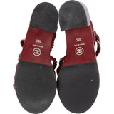 Chanel Bordeaux Leather Chain Sandals (35)