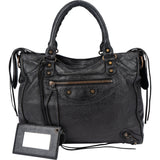 Balenciaga Black Leather City Handbag