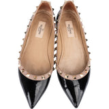 Valentino Black Patent Leather Rockstud Spikes Ballerinas (36,5)