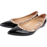 Valentino Black Patent Leather Rockstud Spikes Ballerinas (36,5)
