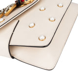 Gucci White Leather Queen Margaret Bee Crossbody Bag