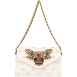 Gucci White Leather Queen Margaret Bee Crossbody Bag