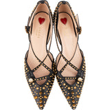 Gucci Black Leather Spikes Ballerinas (37)