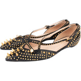 Gucci Black Leather Spikes Ballerinas (37)