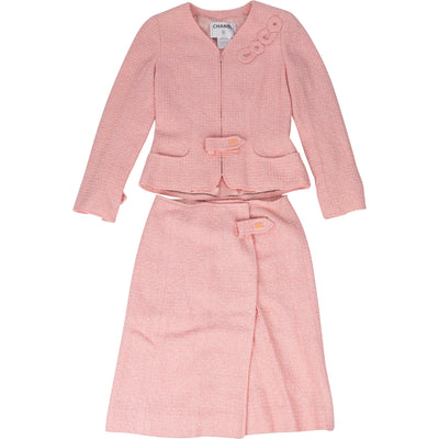 Chanel Rose Tweed Coco Set (D 34 / FR 36) - vintageandkickz