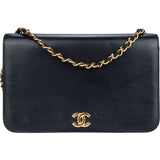 Chanel Blue Calfskin 80s Single Flap Shoulder Bag