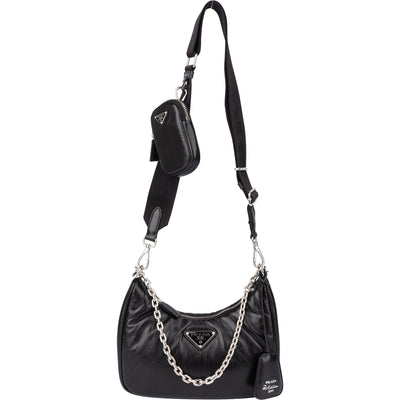 Prada Soft Leather Triangle Re-Edition Crossbody Bag - vintageandkickz