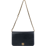 Chanel Blue Calfskin 80s Single Flap Shoulder Bag