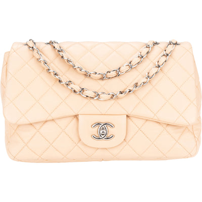 Chanel Soft Quilted Lambkskin Palladium Jumbo Single Flap Crossbody Bag - vintageandkickz