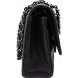 Chanel Quilted Caviar Leather Palladium Medium Double Flap Crossbody Bag