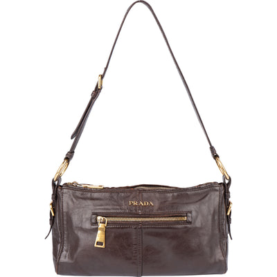 Prada Brown Leather Shoulder Bag