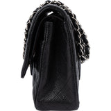 Chanel Quilted Caviar Leather Palladium Medium Double Flap Crossbody Bag