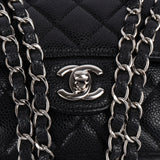 Chanel Quilted Caviar Leather Palladium Medium Double Flap Crossbody Bag