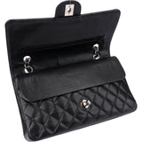 Chanel Quilted Caviar Leather Palladium Medium Double Flap Crossbody Bag