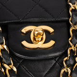Chanel Quilted Lambskin 24K Gold Small Double Flap Crossbody Bag