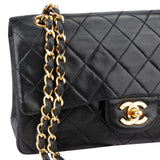 Chanel Quilted Lambskin 24K Gold Small Double Flap Crossbody Bag