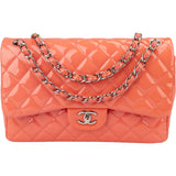 Chanel Quilted Patent Leather Jumbo Double Flap Crossbody Bag