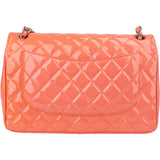 Chanel Quilted Patent Leather Jumbo Double Flap Crossbody Bag
