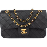 Chanel Quilted Lambskin 24K Gold Small Double Flap Crossbody Bag