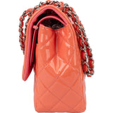 Chanel Quilted Patent Leather Jumbo Double Flap Crossbody Bag