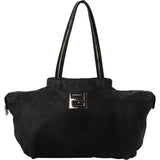 Fendi Black Nubuck Glitter Chain Handbag