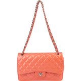 Chanel Quilted Patent Leather Jumbo Double Flap Crossbody Bag