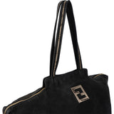 Fendi Black Nubuck Glitter Chain Handbag