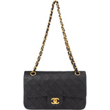 Chanel Quilted Lambskin 24K Gold Small Double Flap Crossbody Bag