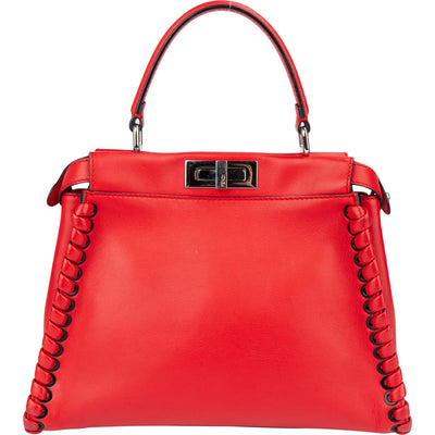 Fendi Limited Red Leather Peekaboo Handbag