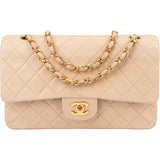 Chanel Quilted Lambskin 24K Gold Medium Double Flap Crossbody Bag