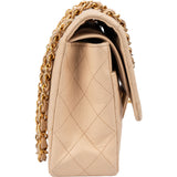 Chanel Quilted Lambskin 24K Gold Medium Double Flap Crossbody Bag