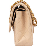 Chanel Quilted Lambskin 24K Gold Medium Double Flap Crossbody Bag