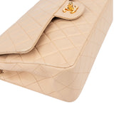 Chanel Quilted Lambskin 24K Gold Medium Double Flap Crossbody Bag