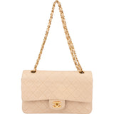 Chanel Quilted Lambskin 24K Gold Medium Double Flap Crossbody Bag