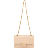 Chanel Quilted Lambskin 24K Gold Medium Double Flap Crossbody Bag